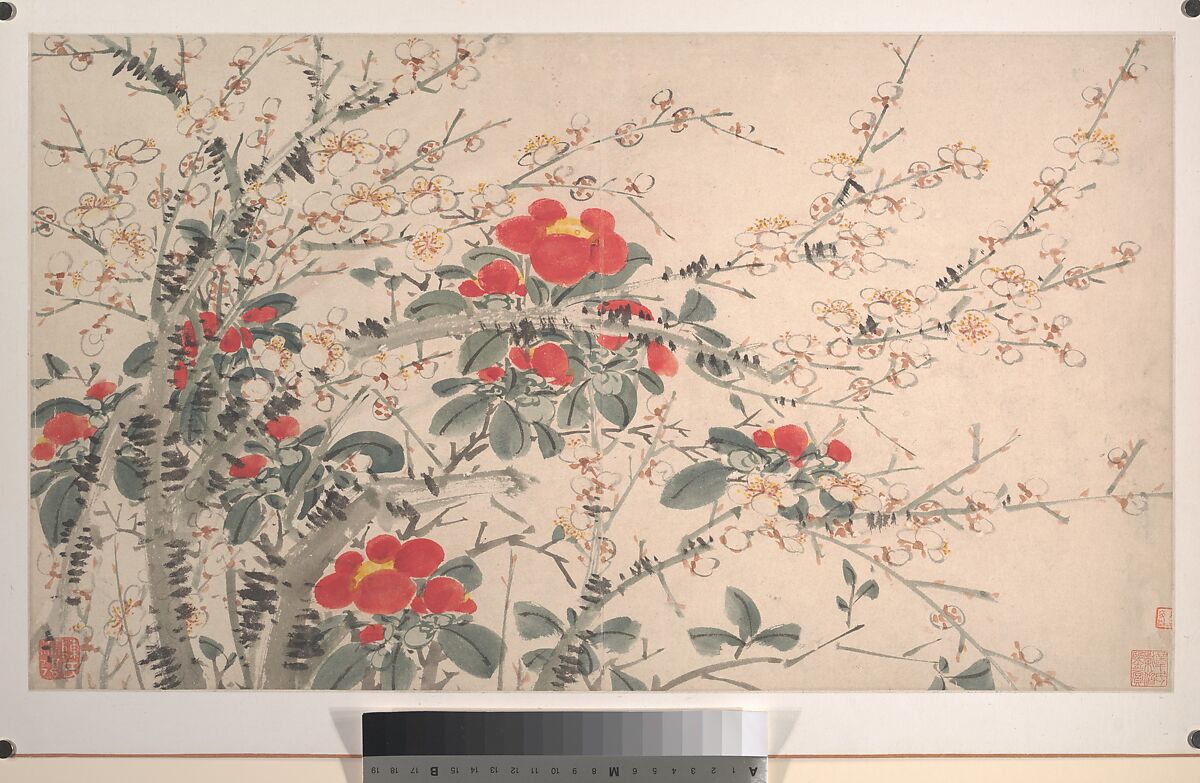 Garden Flowers, After Chen Chun (Chinese, 1483–1544), Album of sixteen paintings and one leaf of calligraphy; ink and color on paper, China