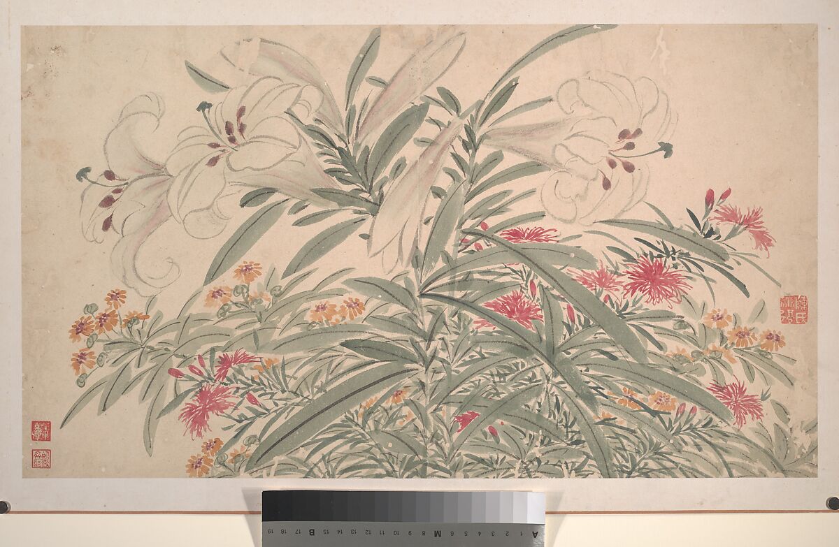 Garden Flowers, After Chen Chun (Chinese, 1483–1544), Album of sixteen paintings and one leaf of calligraphy; ink and color on paper, China