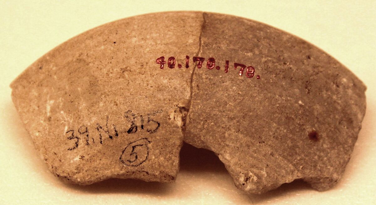 Fragment of a Bowl, Alabaster; carved, painted