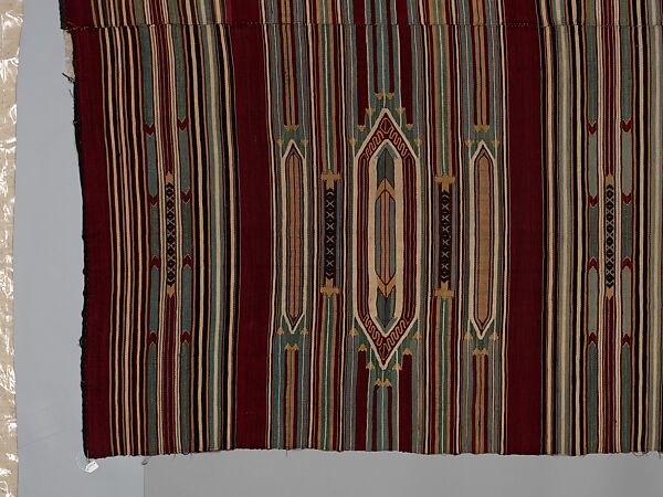 Kilim, Cotton, wool, and silk; slit-tapestry weave, brocaded