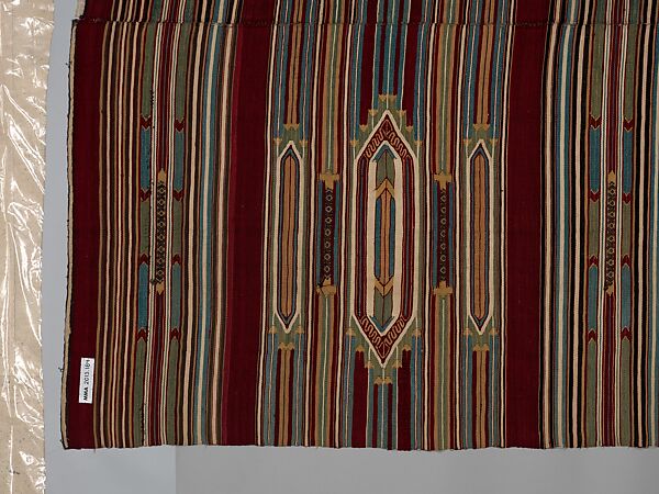Kilim, Cotton, wool, and silk; slit-tapestry weave, brocaded