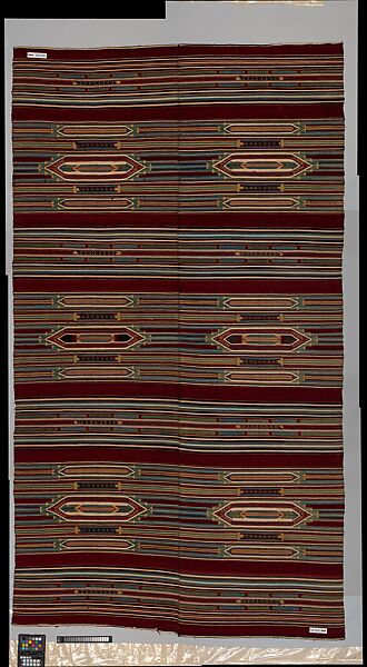 Kilim, Cotton, wool, and silk; slit-tapestry weave, brocaded