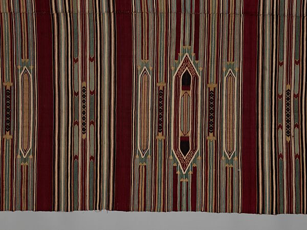 Kilim, Cotton, wool, and silk; slit-tapestry weave, brocaded