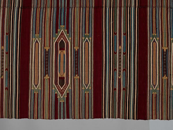 Kilim, Cotton, wool, and silk; slit-tapestry weave, brocaded