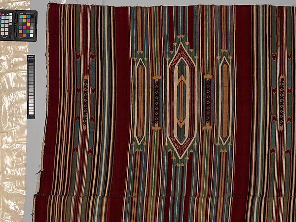 Kilim, Cotton, wool, and silk; slit-tapestry weave, brocaded