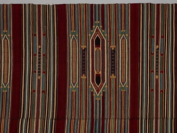 Kilim, Cotton, wool, and silk; slit-tapestry weave, brocaded