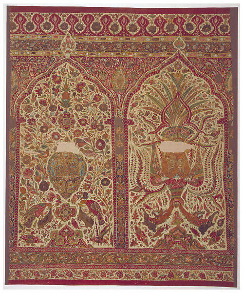 Panel from a Kalamkari Tent Hanging, Cotton; plain weave, mordant-painted and dyed, resist dyed