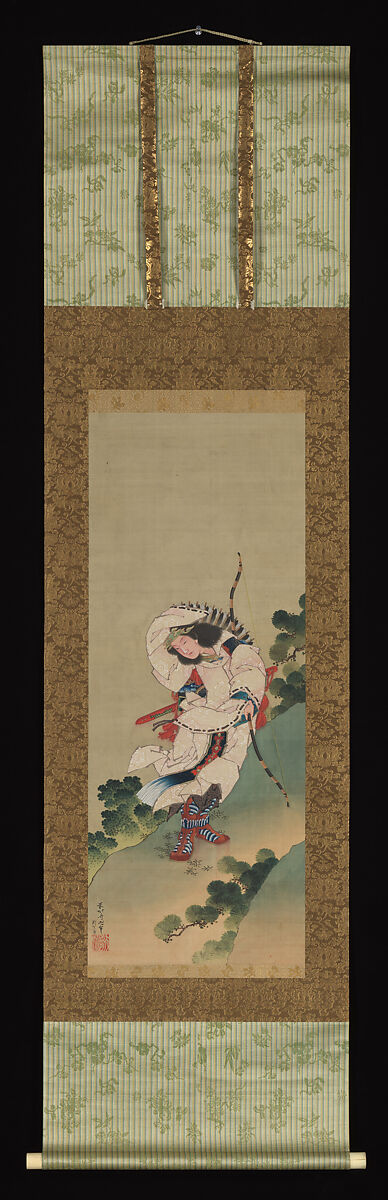 The Legendary Empress Jingū, Studio of Katsushika Hokusai 葛飾北斎 (Japanese, Tokyo (Edo) 1760–1849 Tokyo (Edo)), Hanging scroll; ink and color on silk, Japan