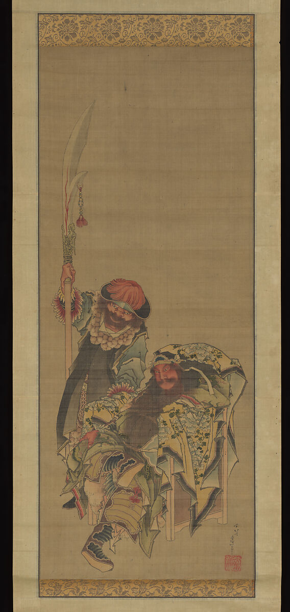 Guan Yu, Chinese God of War, Katsushika Hokusai (Japanese, Tokyo (Edo) 1760–1849 Tokyo (Edo)), Hanging scroll; ink and color on silk, Japan 