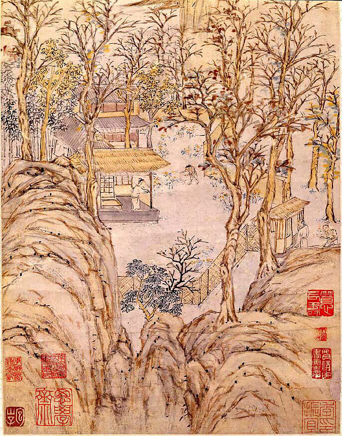 Planting Chrysanthemums, Lu Zhi (Chinese, 1495–1576), Hanging scroll; ink and color on paper, China