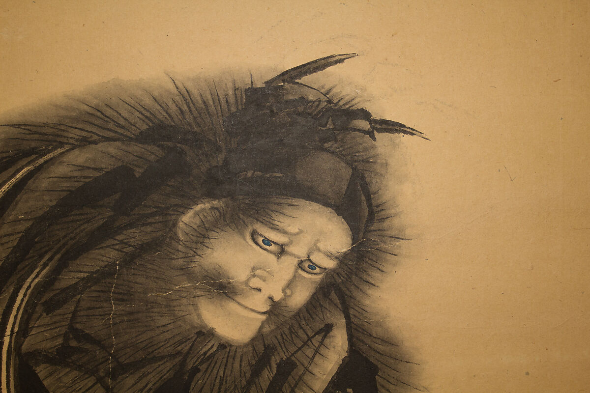 Black Shōki, the Demon Queller, Katsushika Hokusai (Japanese, Tokyo (Edo) 1760–1849 Tokyo (Edo)), Hanging scroll; ink on paper, Japan