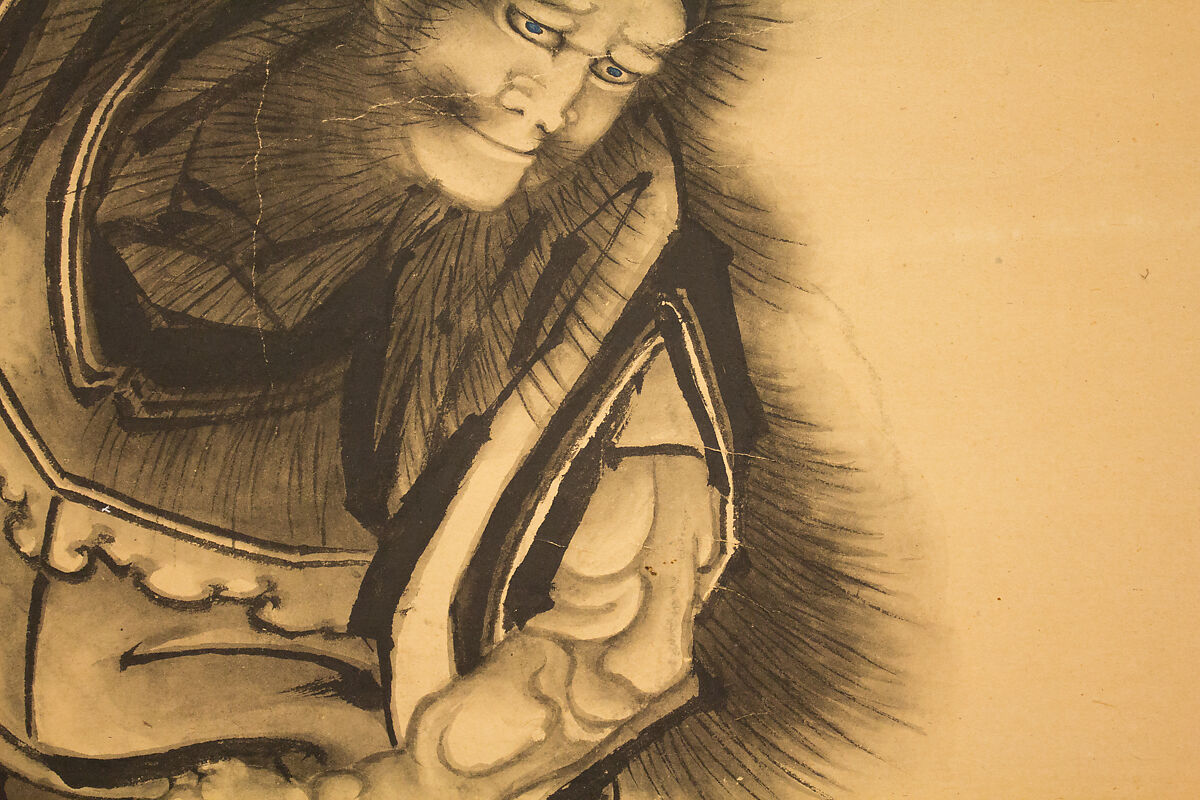 Black Shōki, the Demon Queller, Katsushika Hokusai (Japanese, Tokyo (Edo) 1760–1849 Tokyo (Edo)), Hanging scroll; ink on paper, Japan