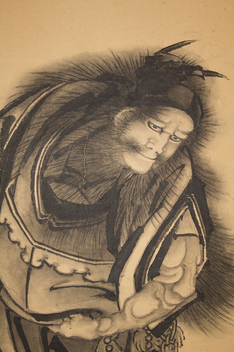 Black Shōki, the Demon Queller, Katsushika Hokusai (Japanese, Tokyo (Edo) 1760–1849 Tokyo (Edo)), Hanging scroll; ink on paper, Japan