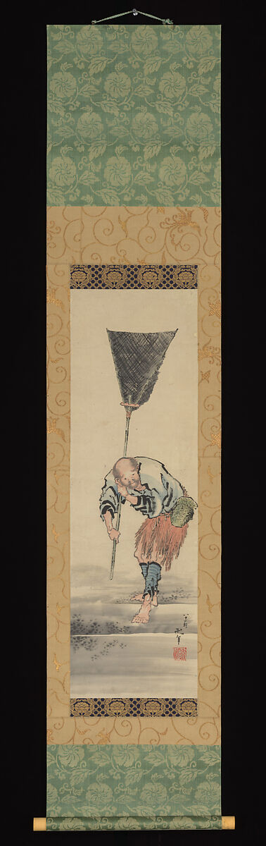Fisherman, Katsushika Hokusai (Japanese, Tokyo (Edo) 1760–1849 Tokyo (Edo)), Hanging scroll; ink and color on paper, Japan