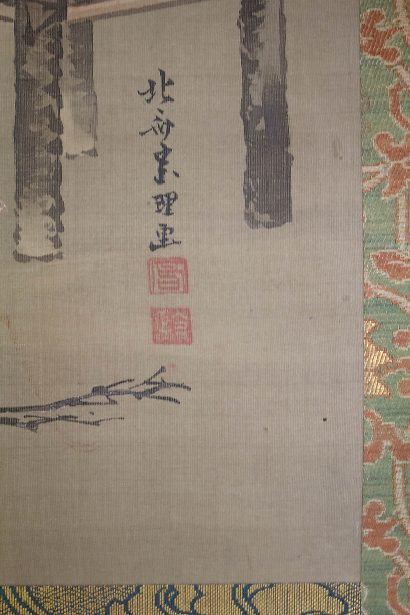 Woman Spinning Silk, Katsushika Hokusai (Japanese, Tokyo (Edo) 1760–1849 Tokyo (Edo)), Hanging scroll; ink and color on silk, Japan