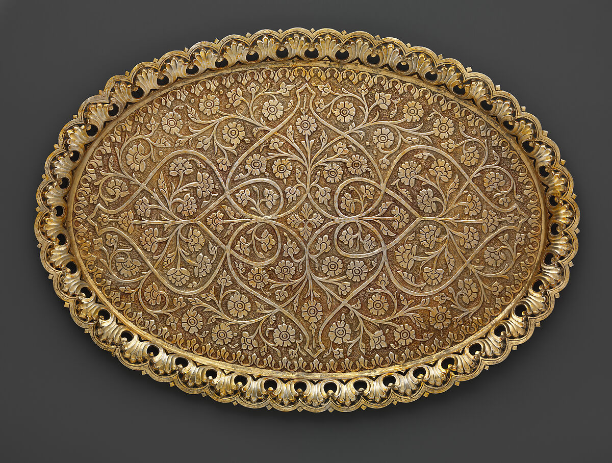 Silver Gilt Tray, Silver; gilded