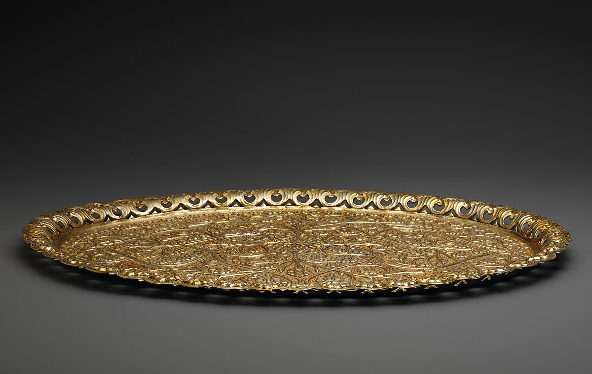 Silver Gilt Tray, Silver; gilded