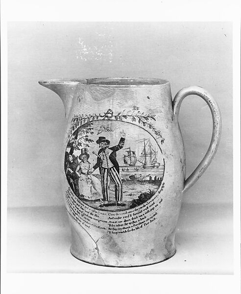 Jug, T. Johnson, Earthenware, transfer-printed, British 