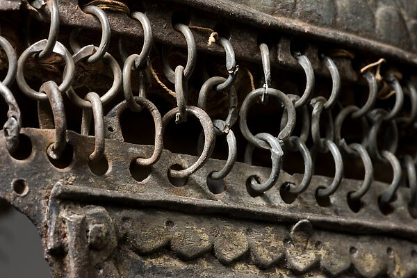 Helmet, Steel, silver, and fabric