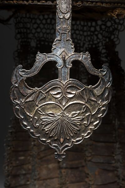 Helmet, Steel, silver, and fabric