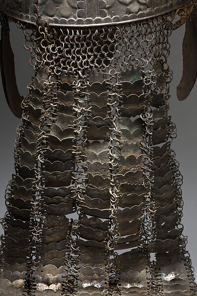 Helmet, Steel, silver, and fabric