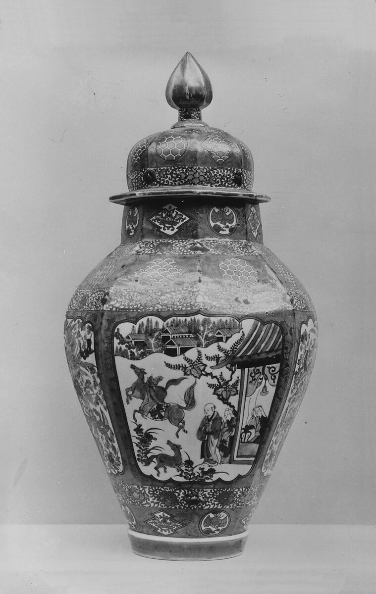 Vase with cover, Porcelain decorated with enamels (Arita ware, Imari type), Japan 