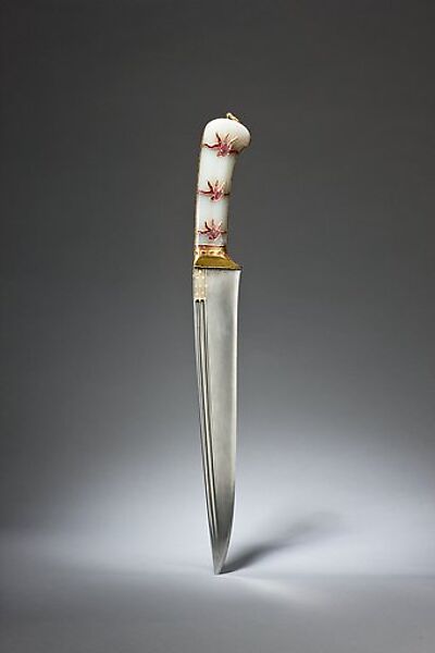 Dagger (Kard) with Jade Hilt, Steel, jade set with rubies and gold. 