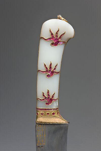 Dagger (Kard) with Jade Hilt, Steel, jade set with rubies and gold.