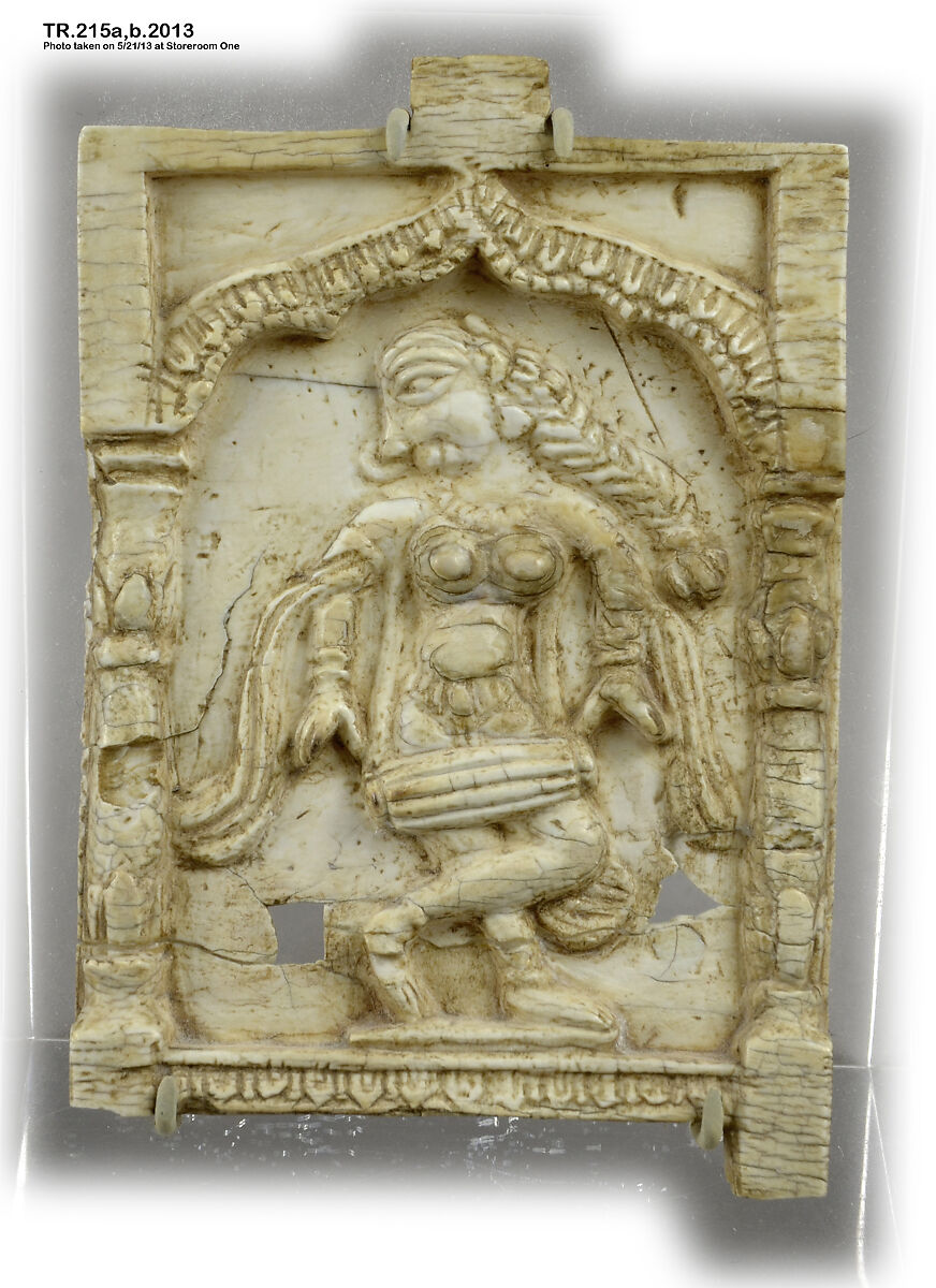 Furniture Plaque Showing Female Musician in an Architectural Framework, Ivory 