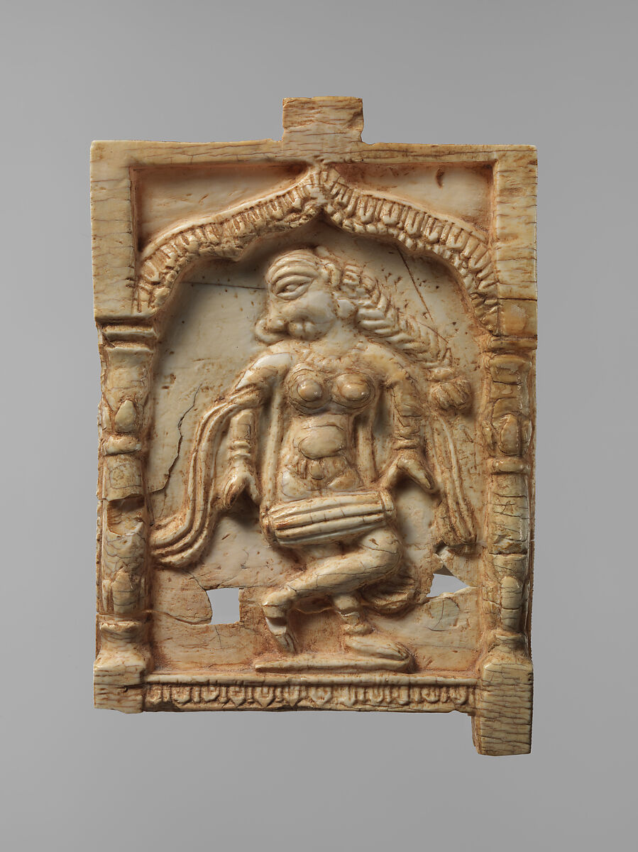 Furniture Plaque Showing Female Musician in an Architectural Framework, Ivory