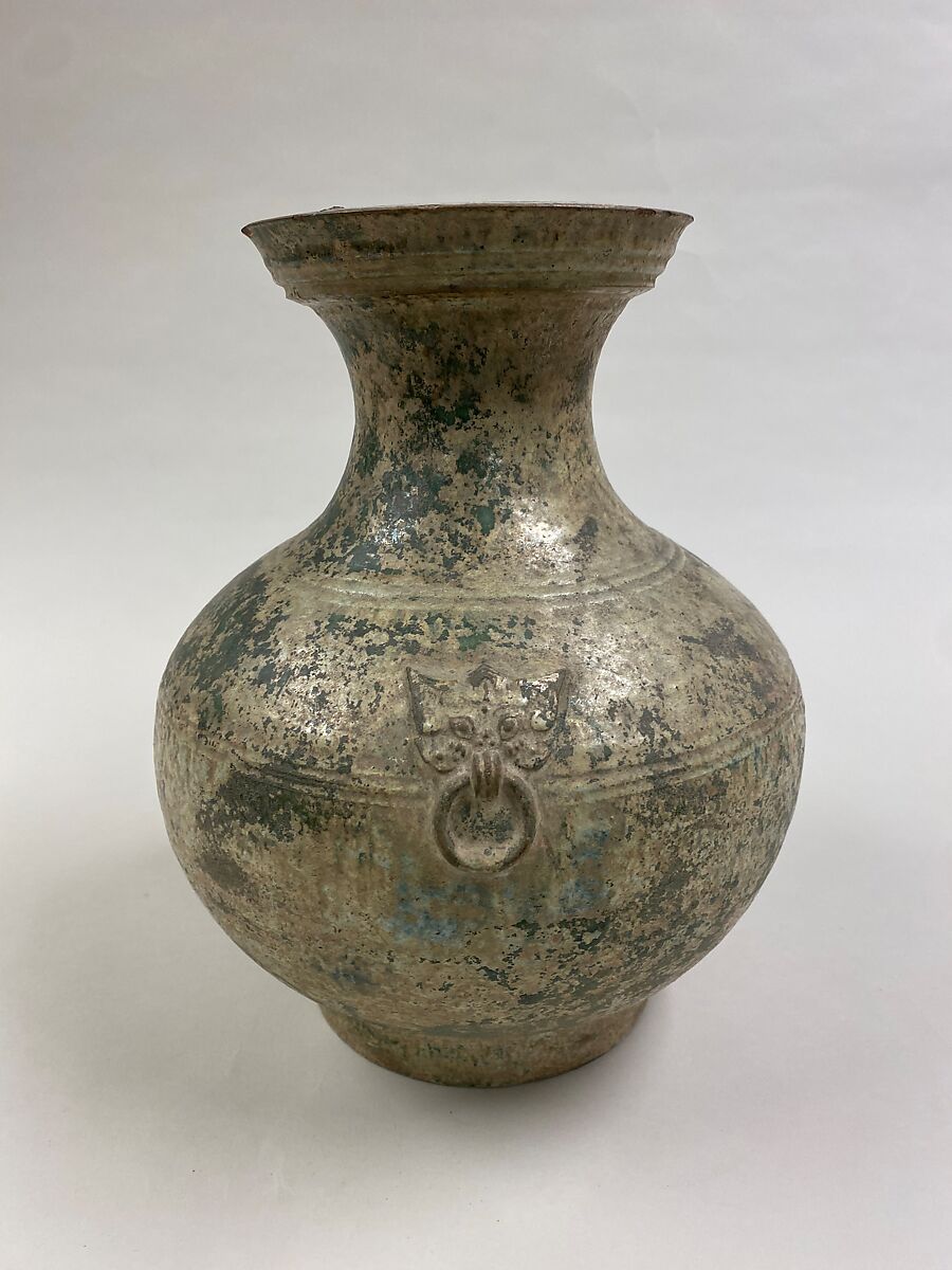 Wine container (hu), Earthenware with lead green glaze, China 