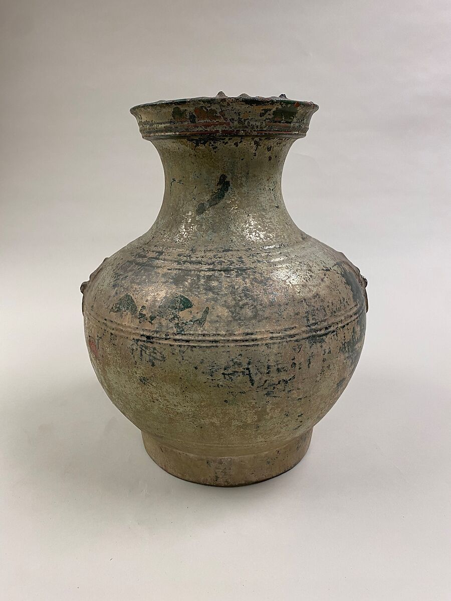 Wine container (hu), Earthenware with lead green glaze, China