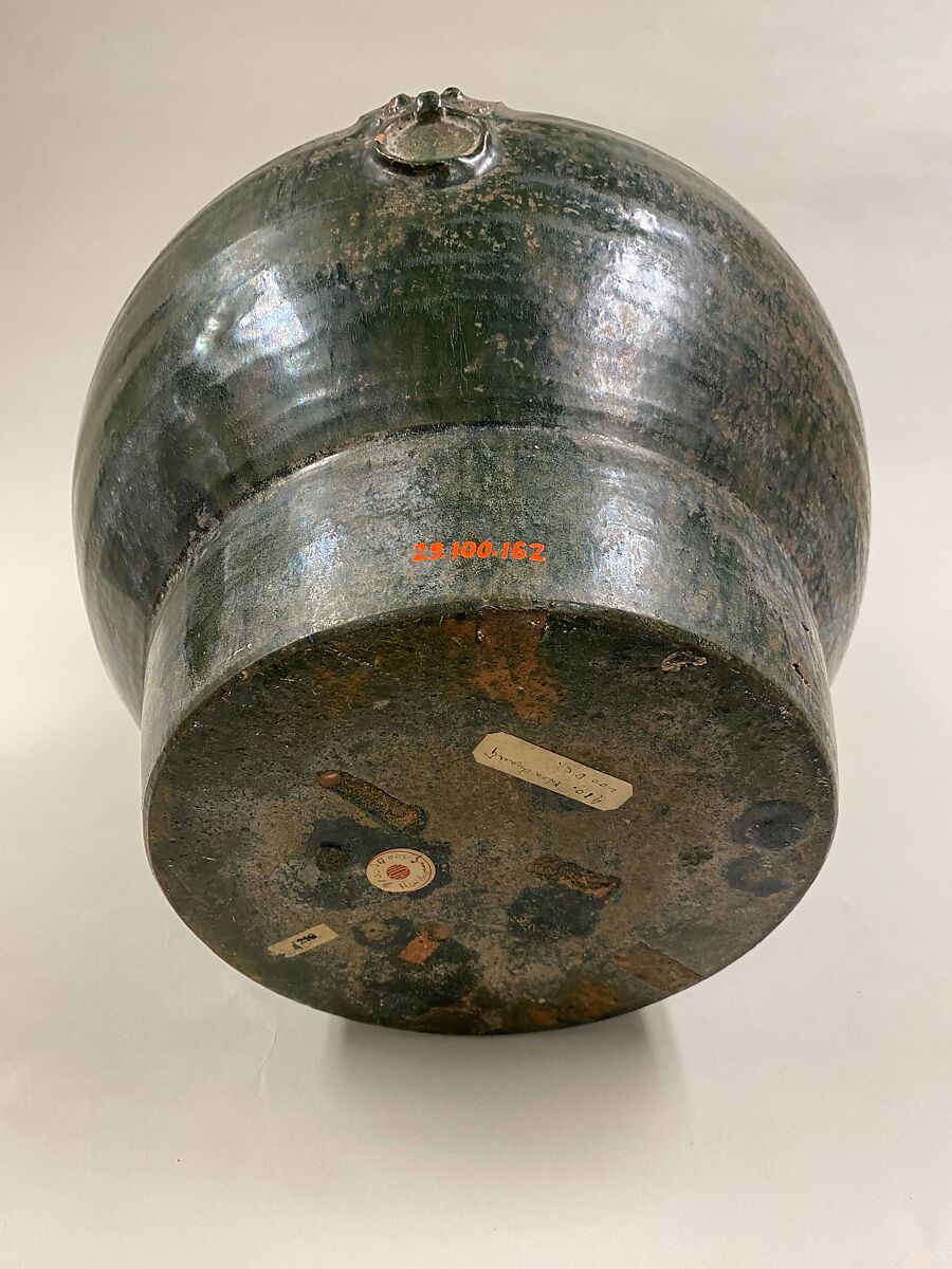 Wine container (hu), Earthenware with lead green glaze, China