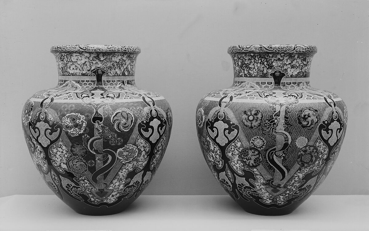 Vase, Tsuruzawa Tanzan (Japanese, 1655–1729), Clay decorated with slip under a transparent glaze andcolored enamels (Nabeshima ware), Japan 