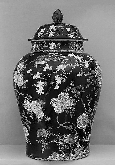Jar with flowers, Porcelain painted with colored enamels under a transparent glaze (Jingdezhen ware), China 