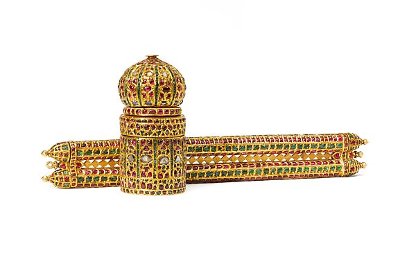 Pen Case and Inkwell (davat-i daulat), Gold, inlaid with diamonds, rubies, and emeralds 