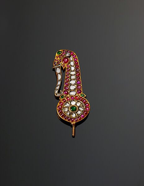 Elephant-Shaped Turban Ornament (jigha), Gold, set with rubies, diamonds, emeralds 