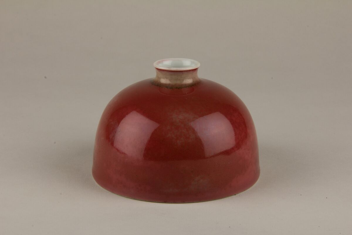 Water pot, Porcelain with incised decoration under peachbloom glaze (Jingdezhen ware), China