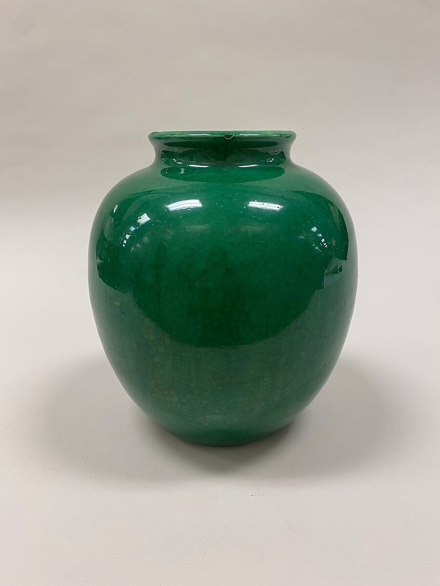 Jar, Porcelain with crackled green glaze (Jingdezhen ware), China 