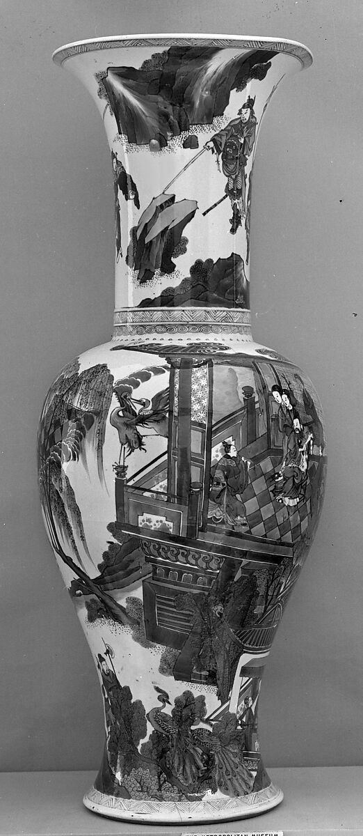 Vase with scenes from Romance of the Three Kingdoms, Porcelain painted in underglaze cobalt blue (Jingdezhen ware), China 