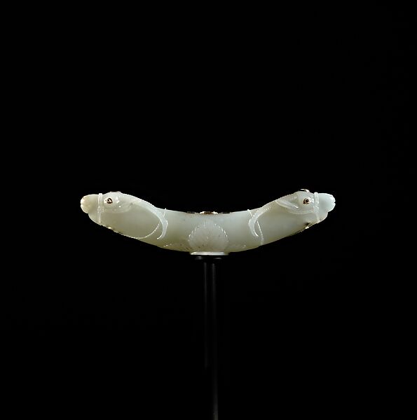 Crutch Handle (zafar takiya), Jade, carved and inlaid with diamonds and agate 