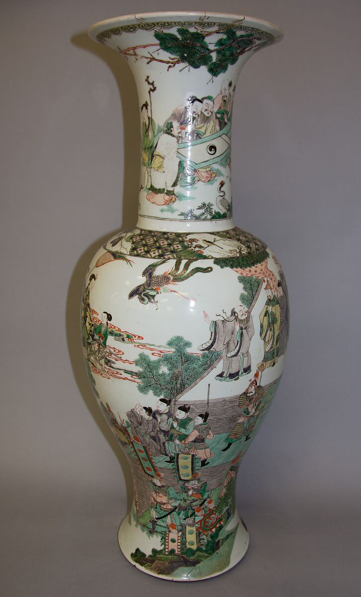 Vase with immortals, Porcelain painted in overglaze polychrome enamels (Jingdezhen ware), China