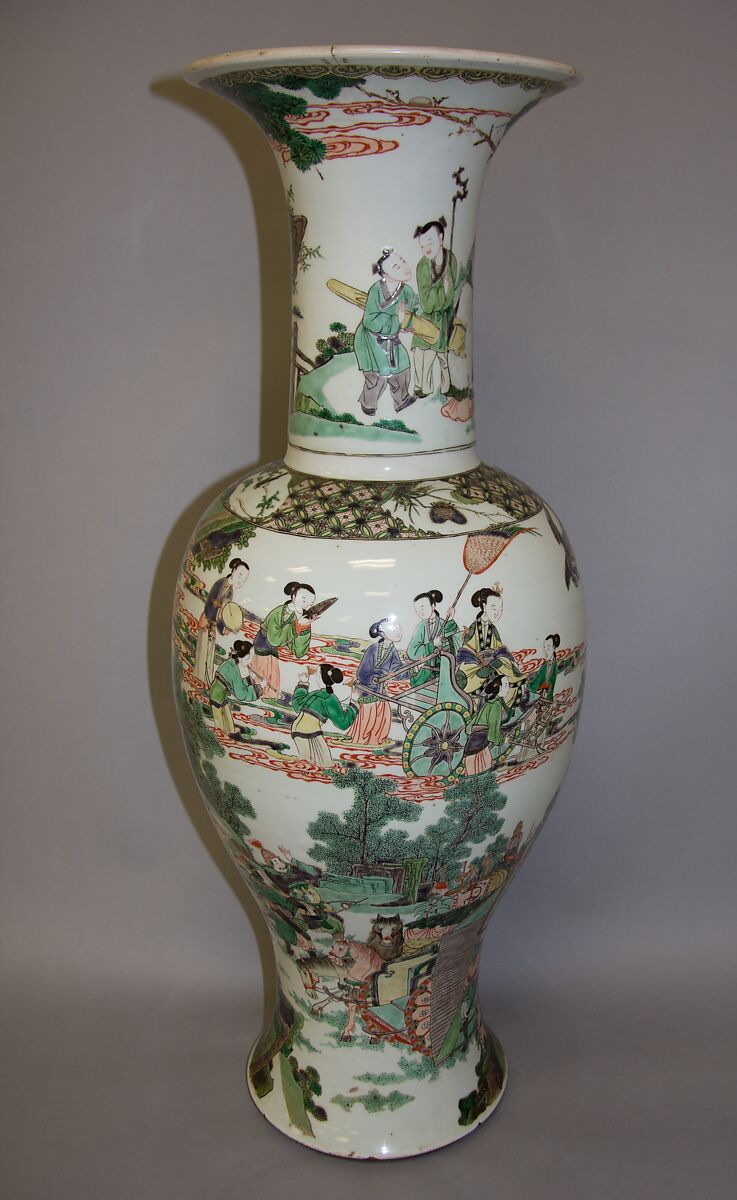 Vase with immortals, Porcelain painted in overglaze polychrome enamels (Jingdezhen ware), China 