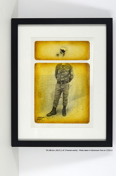 In the Army (Soldier Series: No. 2, No. 7 and No. 10), Morteza Pourhossieni (Iranian, born Ahwaz, 1985), Oil and pencil on paper