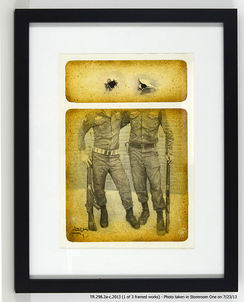In the Army (Soldier Series: No. 2, No. 7 and No. 10), Morteza Pourhossieni (Iranian, born Ahwaz, 1985), Oil and pencil on paper