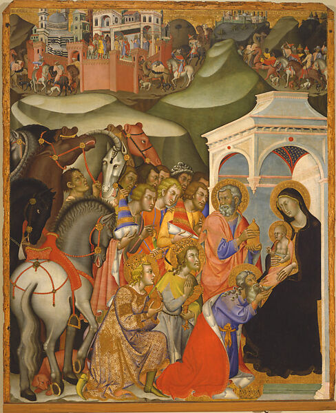 The Adoration of the Magi, Bartolo di Fredi (Italian, active by 1353–died 1410 Siena), Tempera and gold on wood