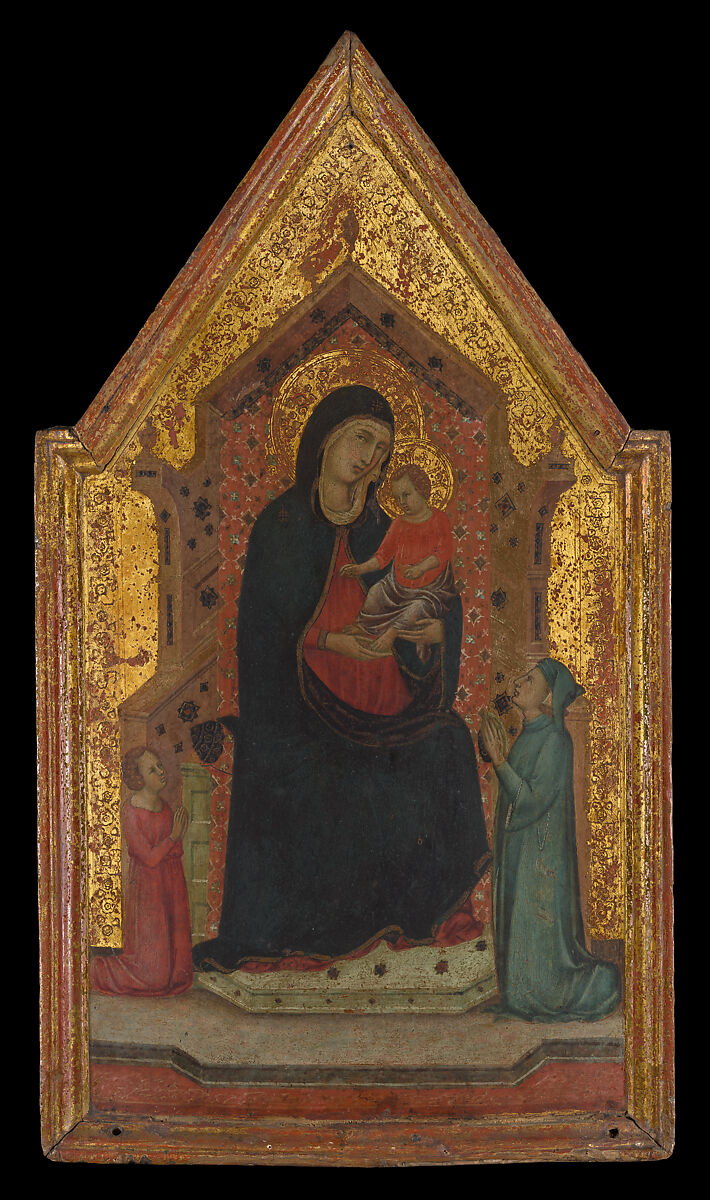 Madonna and Child Enthroned with Two Donors, Goodhart Ducciesque Master  Italian, Tempera on wood, gold ground