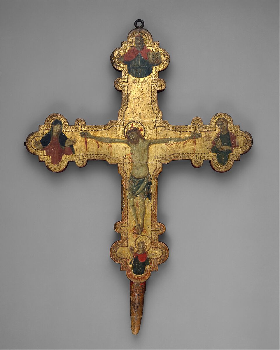 Crucifix, Attributed to Giovanni Antonio da Pesaro (Italian, active Marches 1437–d. 1475), Tempera on wood, gold ground 