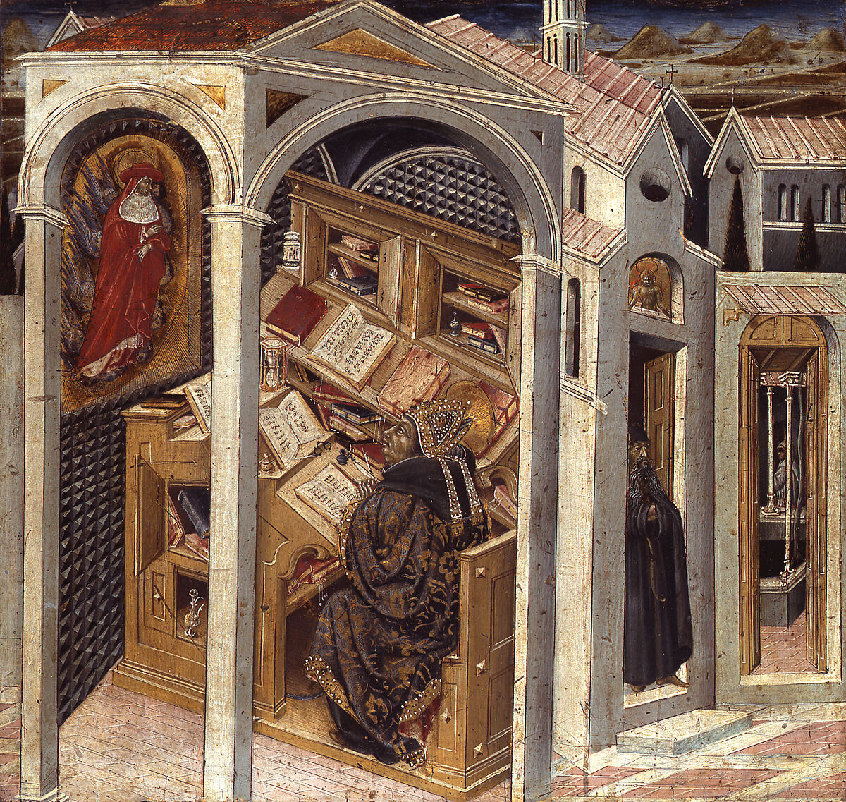 Saint Ambrose, Giovanni di Paolo (Giovanni di Paolo di Grazia) (Italian, Siena 1398–1482 Siena), Tempera on wood, gold ground