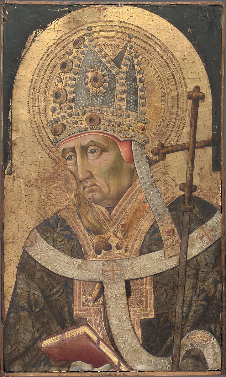 Saint Ambrose, Giovanni di Paolo (Giovanni di Paolo di Grazia) (Italian, Siena 1398–1482 Siena), Tempera on wood, gold ground
